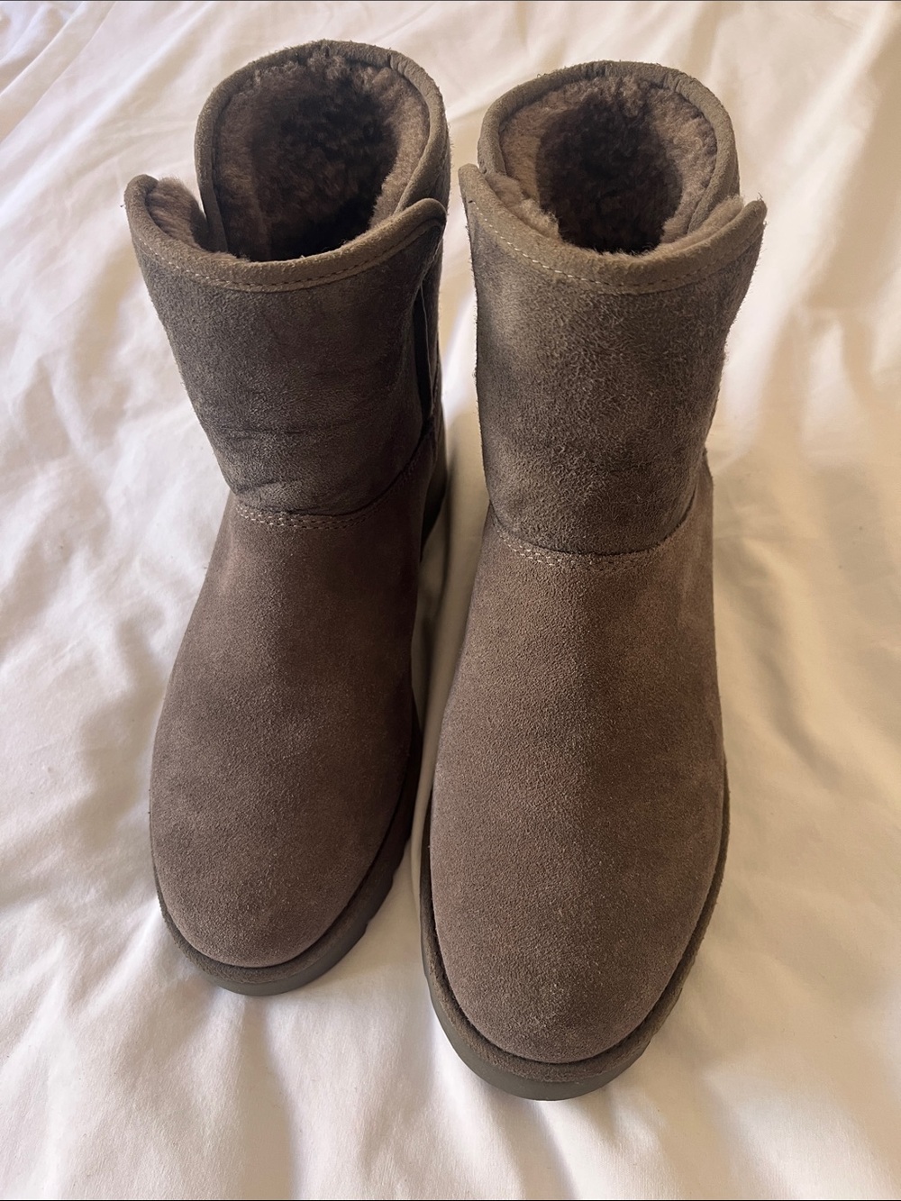 UGG Cristin Shearling Suede Wedge Ankle Boots
